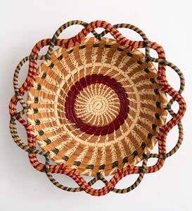 Handmade Guatemalan Large Noel Round Pine Needle Basket