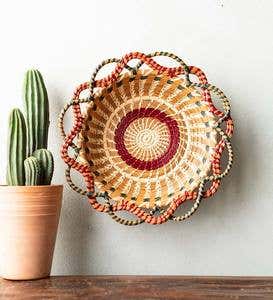 Handmade Guatemalan Large Noel Round Pine Needle Basket