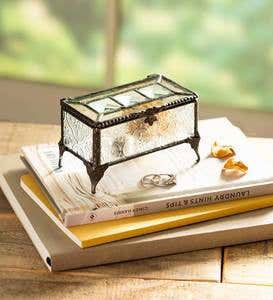Handcrafted Decorative Glass Antique-Inspired Keepsake Box