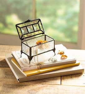 Handcrafted Decorative Glass Antique-Inspired Keepsake Box