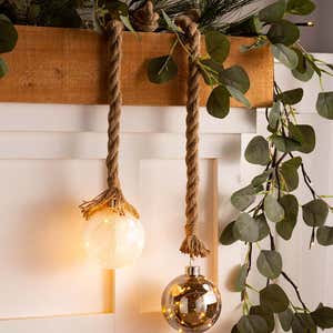 Small Glass Indoor Ball Light With Hanging Rope and Integrated Timer