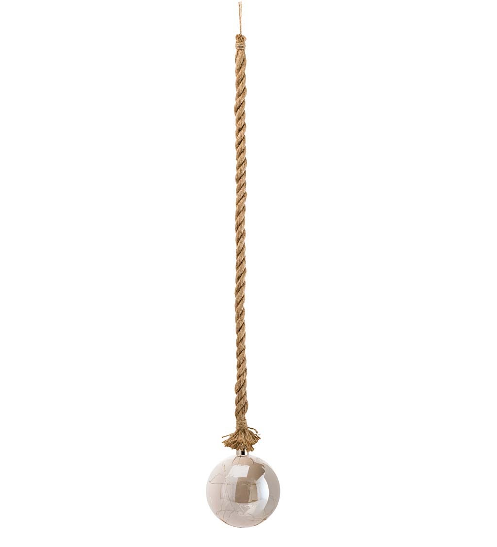 Large Glass Indoor Ball Light With Hanging Rope and Integrated Timer - Smoke