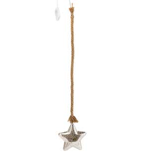 Glass Indoor Star Light With Hanging Rope and Integrated Timer - Clear