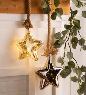 Glass Indoor Star Light With Hanging Rope and Integrated Timer - Smoke
