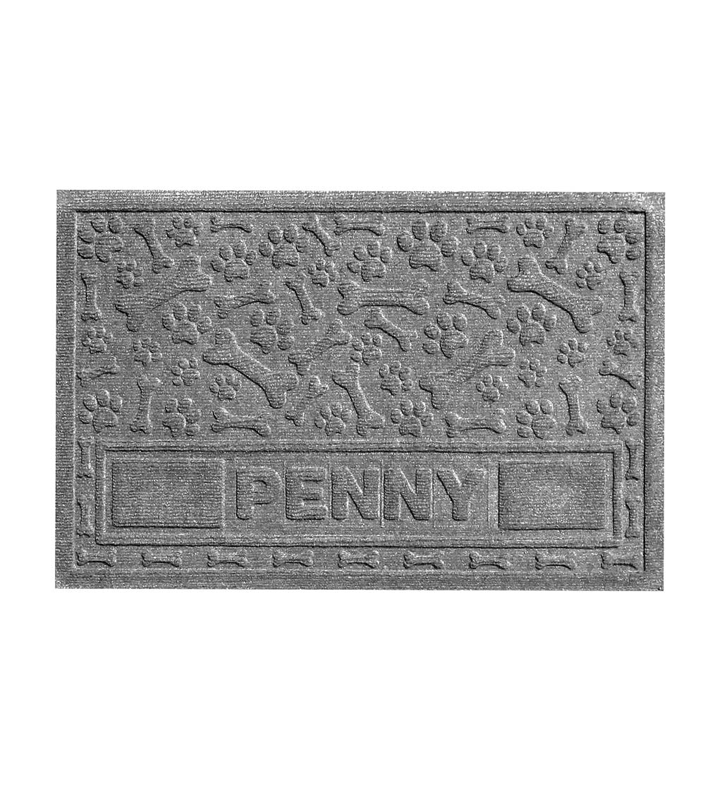 Personalized Waterhog Paws and Bones Doormat, 18" x 28" - Medium Gray