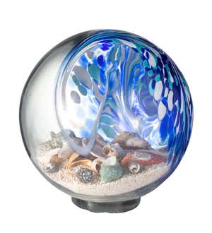 Handcrafted Blown-Glass Ocean Sand and Shell Globe
