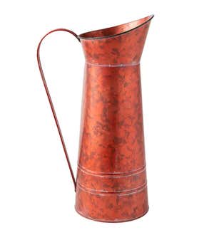 Rustic Copper-Colored Decorative Pitcher with Golden Embossed Leaves