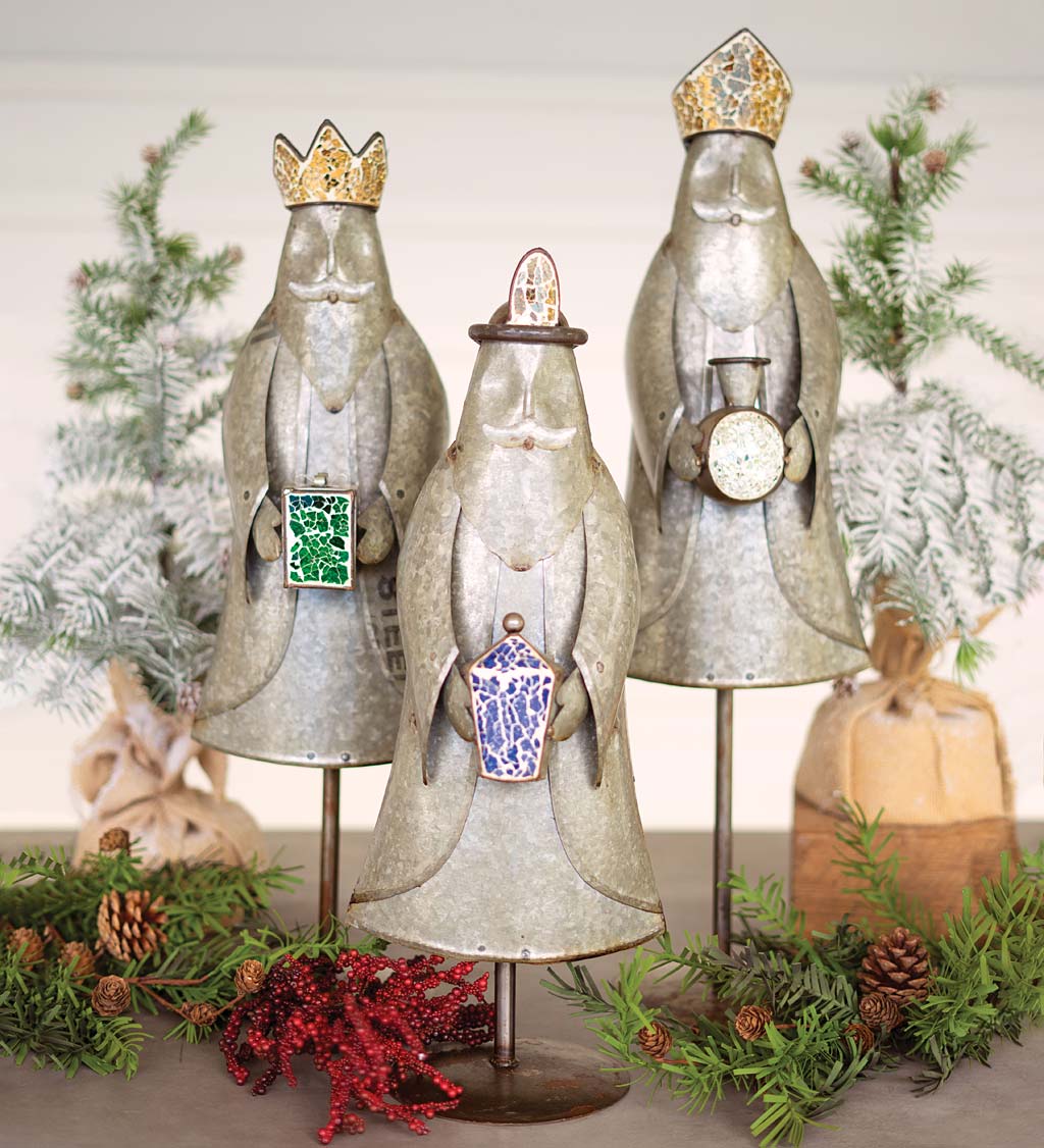 Galvanized Kings Holiday Sculptures, Set of 3