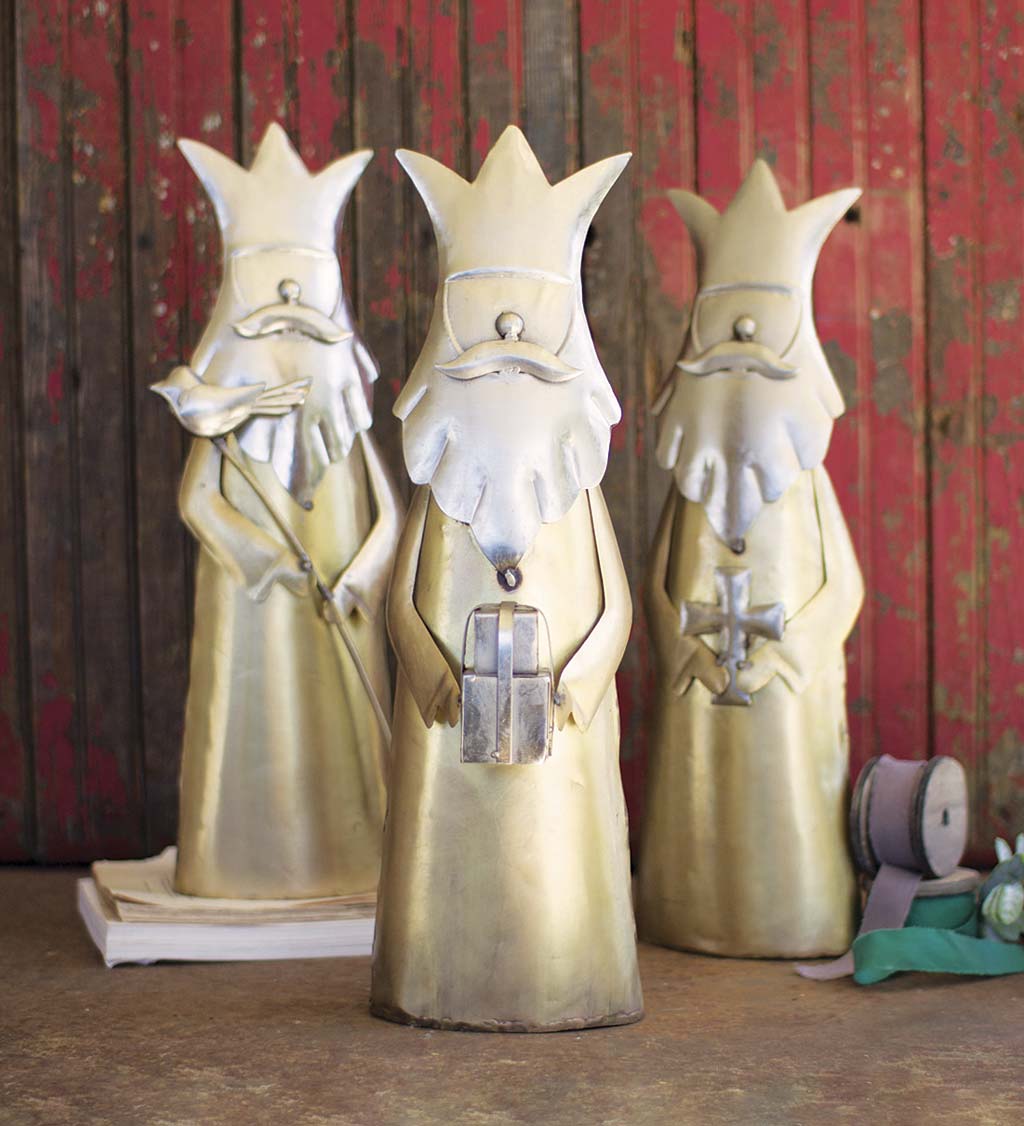 Nickel and Brass Finish Christmas Kings, Set of 3