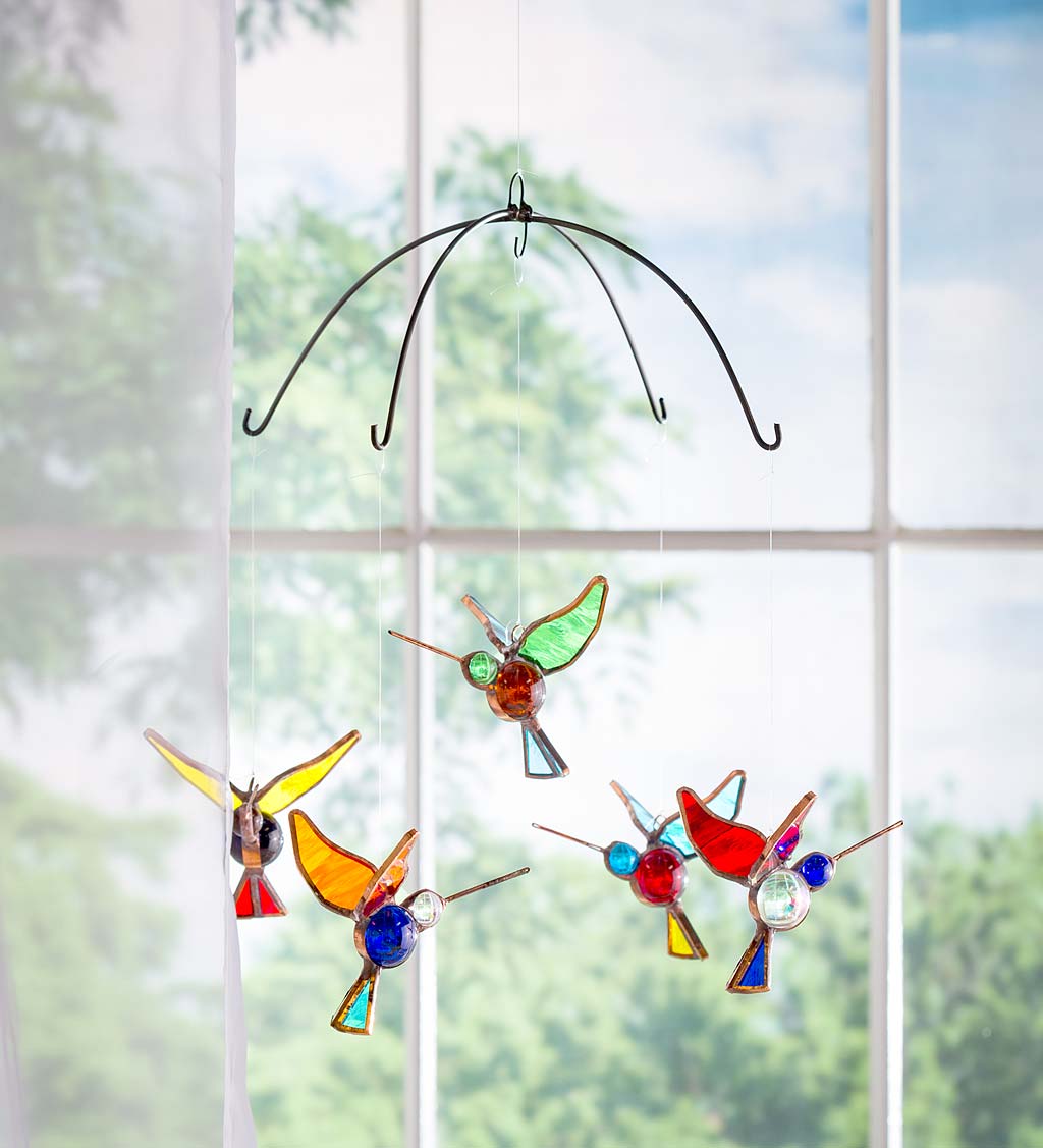 Handcrafted Metal and Glass Hummingbird Wind Chime