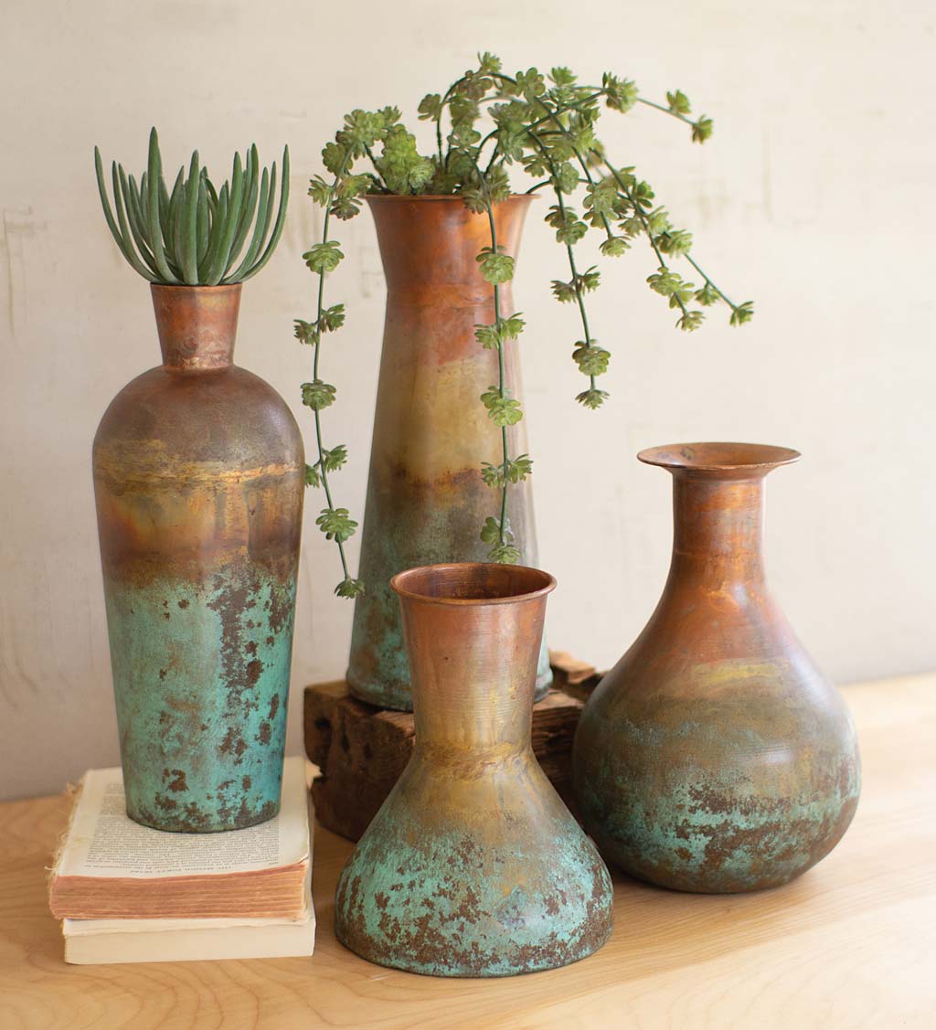 Two-Toned Copper Vases, Set of 4