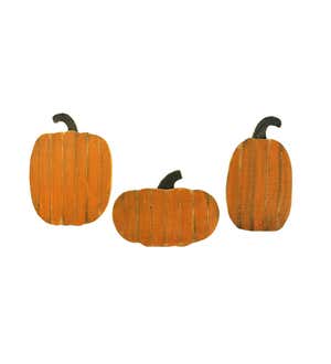 Wooden Pumpkins with Easel Stands, Set of 3