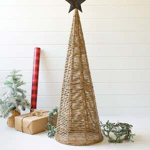 Woven Seagrass Christmas Tree with Metal Star