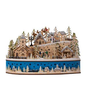 Christmas Snow Town Lighted Holiday Tabletop Music Box