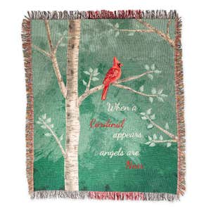 100% Cotton USA-Made Cardinals Tapestry Throw Blanket with Message