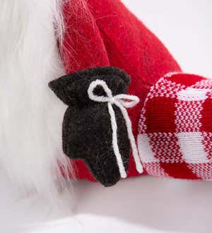 Christmas Gnome Red and White Buffalo Plaid Draft Stopper