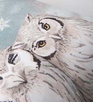 18" Square Snowy Owl Pair Pillow Printed on Both Sides