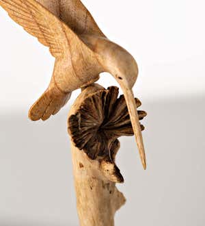 Hand-Carved Hummingbird on Branch