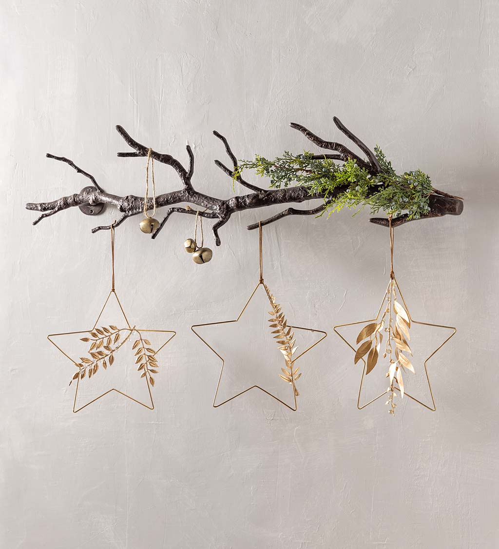 Hanging Golden Stars and Leaves, Set of 3