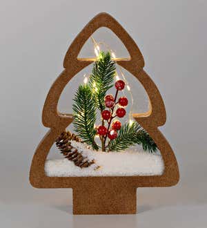 LED-Lit Tree with Winter Forest Scene