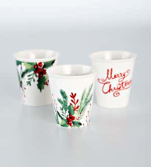 Porcelain Holiday Mugs, Set of 3