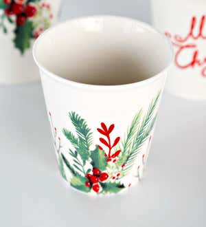 Porcelain Holiday Mugs, Set of 3