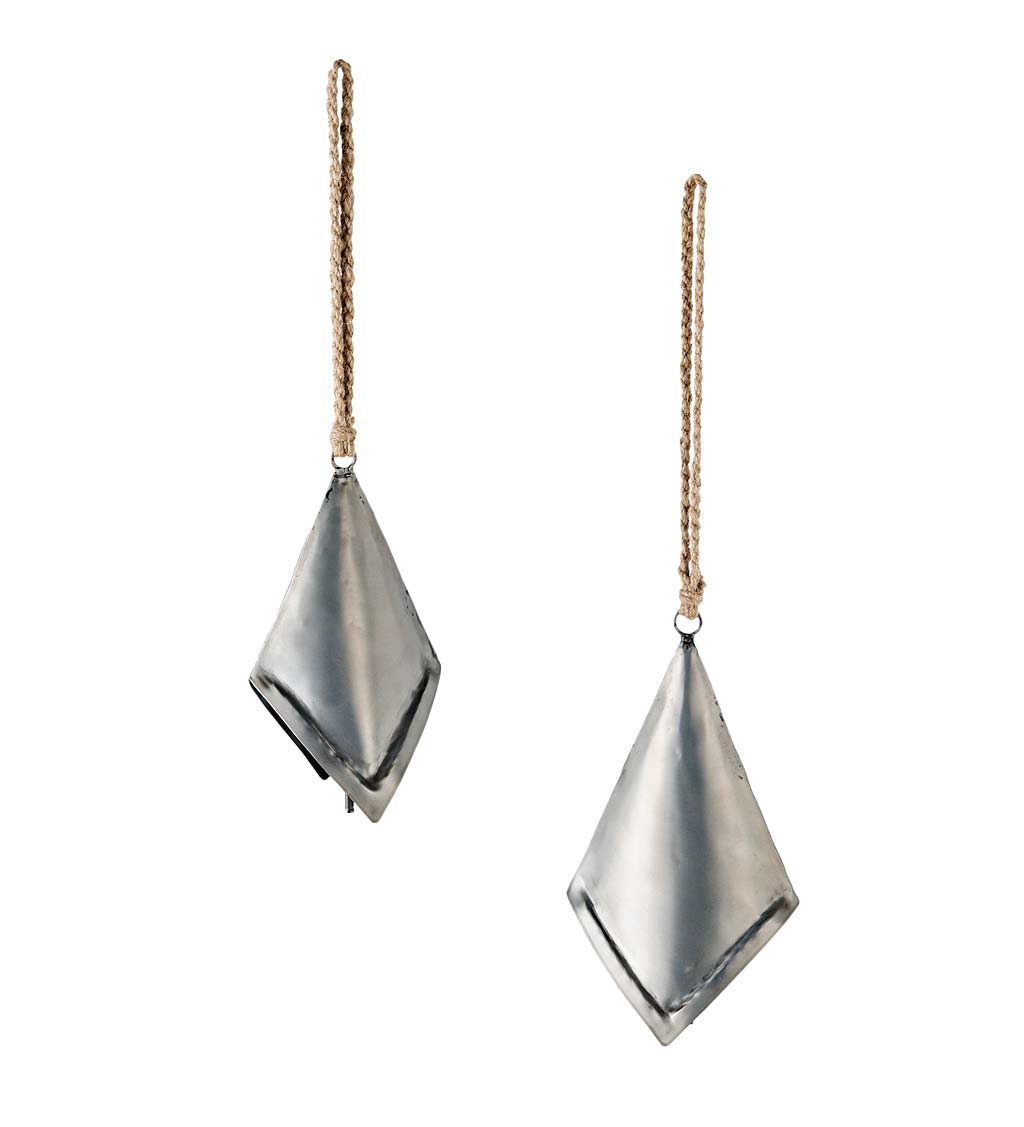 Indoor/Outdoor Silver-Colored Iron Bells, Set of 2