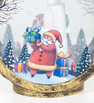 Battery-Operated Santa Claus Lantern with Faux Candles