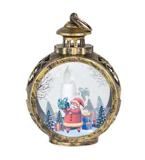 Battery-Operated Santa Claus Lantern with Faux Candles