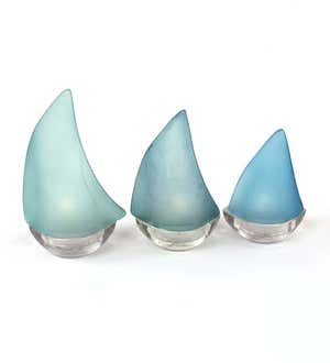Blue or White Sailboat Silhouette Candleholders