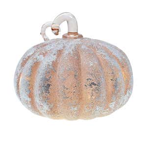 Small Frosted LED Pumpkin in Taupe