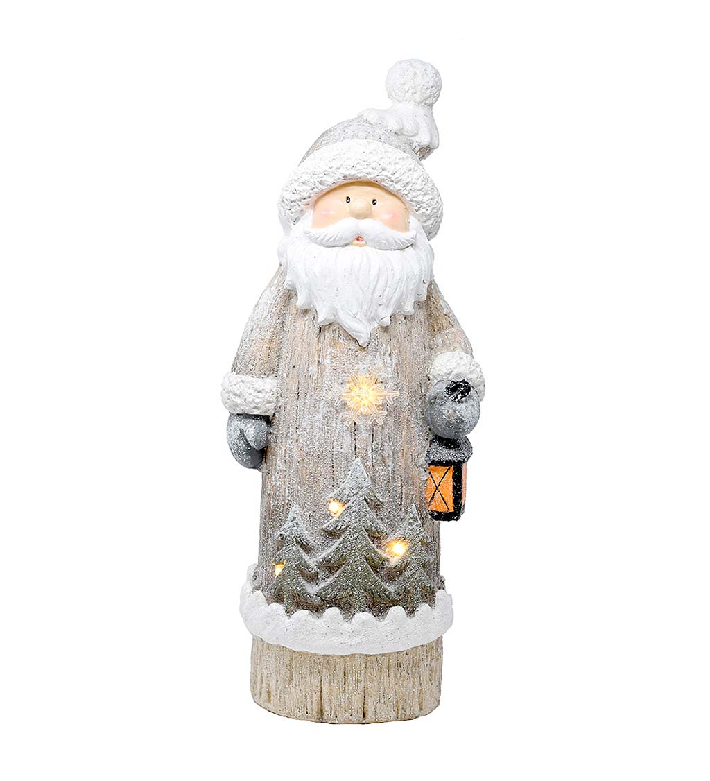Holiday Santa Statue with LED Snowflakes and Lantern