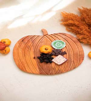 Hand-Carved Mango Wood Pumpkin Tray