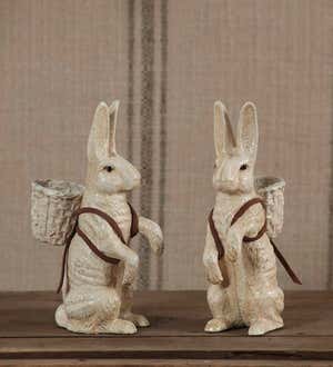 Vintage-Inspired Cast Iron White Rabbit Statue