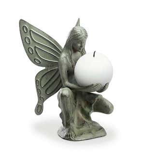 Recycled Aluminum Fairy Statue and Candle Holder