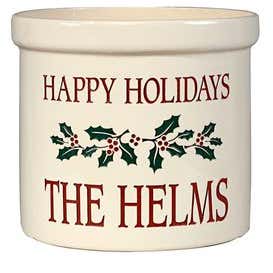 Personalized Holiday Holly Crock