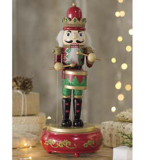 Wooden Musical Nutcracker Statue - Free 2 Day Delivery - Green Base