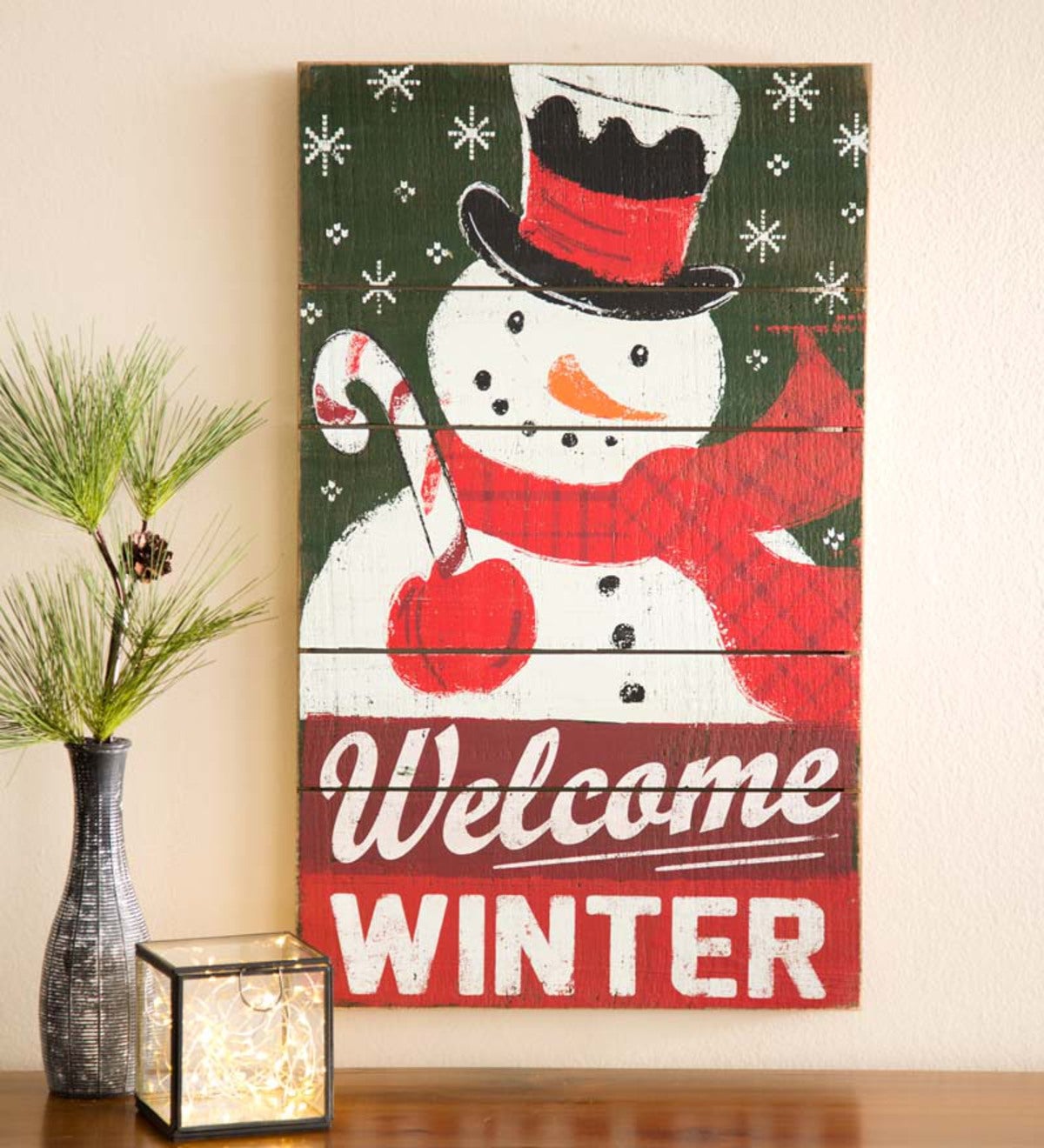 Wooden Welcome Winter Wall Plaque