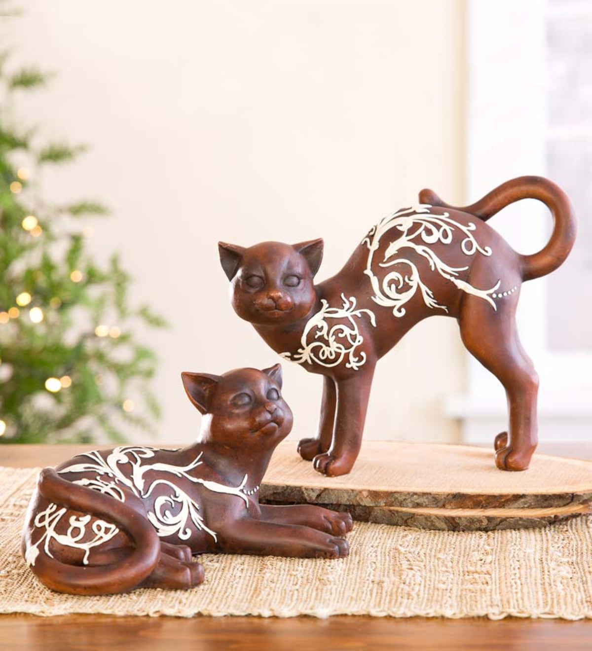 Artistic Cat Table Statues, Set of 2