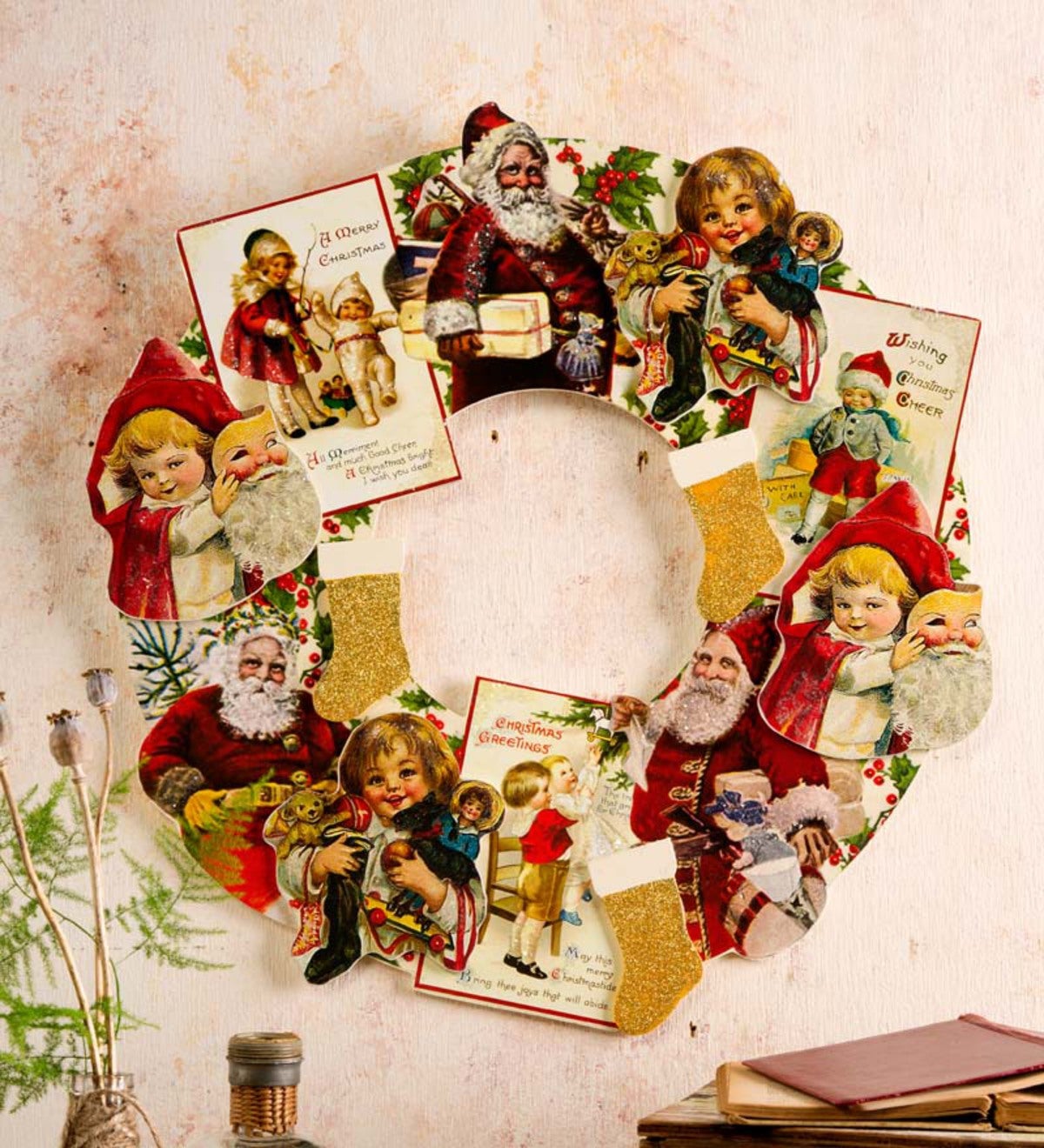 Wooden Vintage Card Wreath