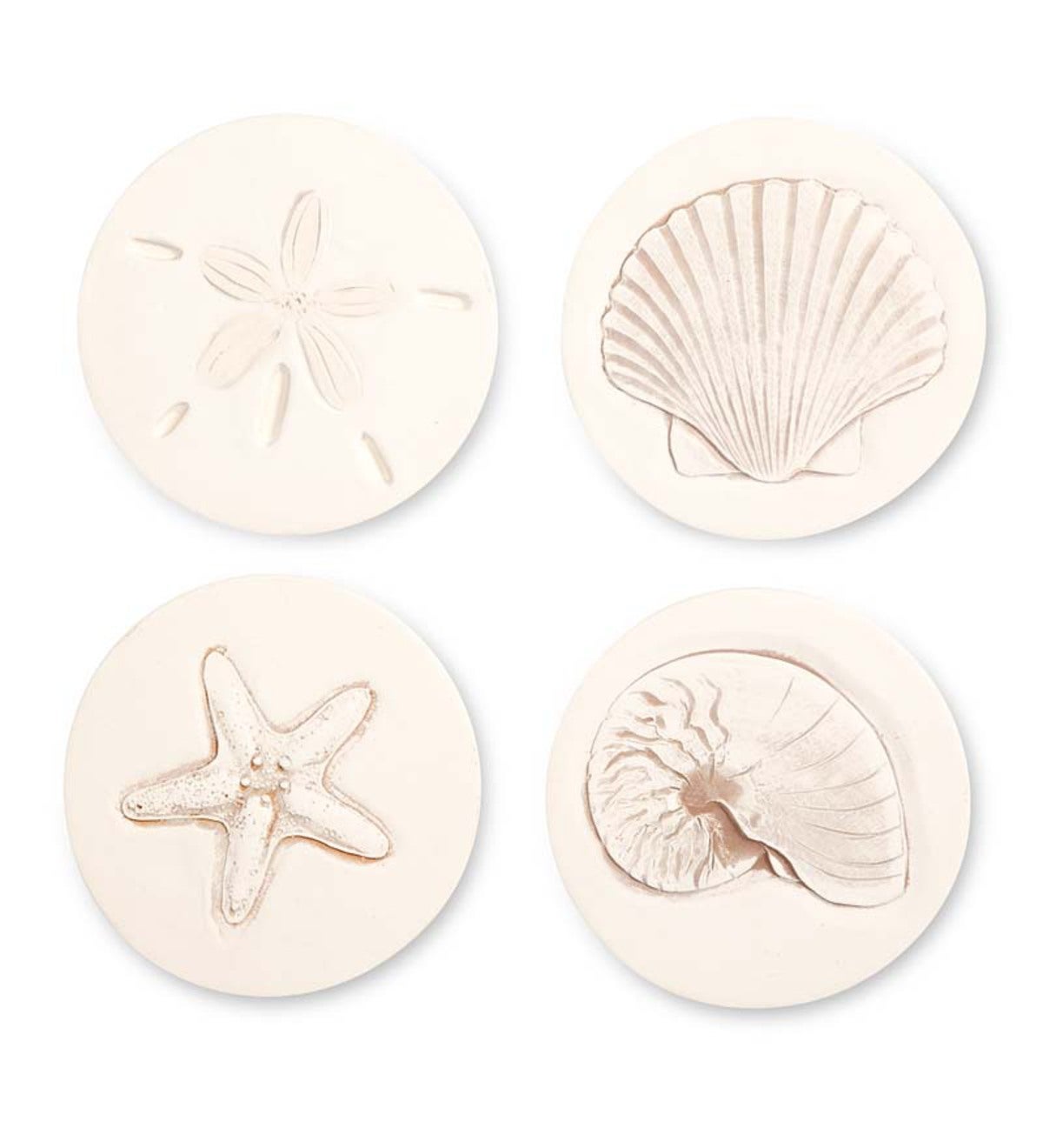 Handcrafted Nautical Clay Coasters, Set of 4 - Shell