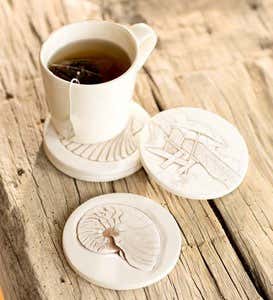 Handcrafted Nautical Clay Coasters, Set of 4 - Beach
