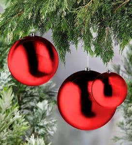 Oversized Shatterproof Christmas Balls, Set of 3 - Red