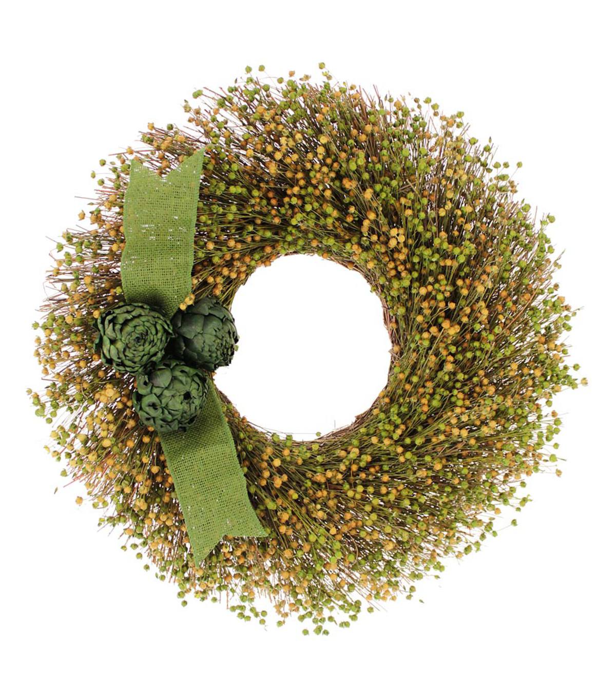 Green and Yellow Flax Seed Wreath