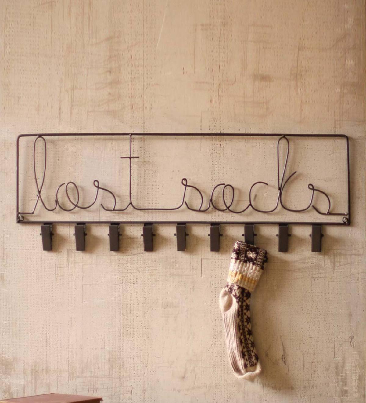 Metal Lost Sock Sign with Clips