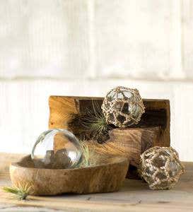 Recycled Glass Balls with Abacá Rope, Set of 3