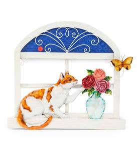 Cat and Butterfly 3-D Metal Wall Art