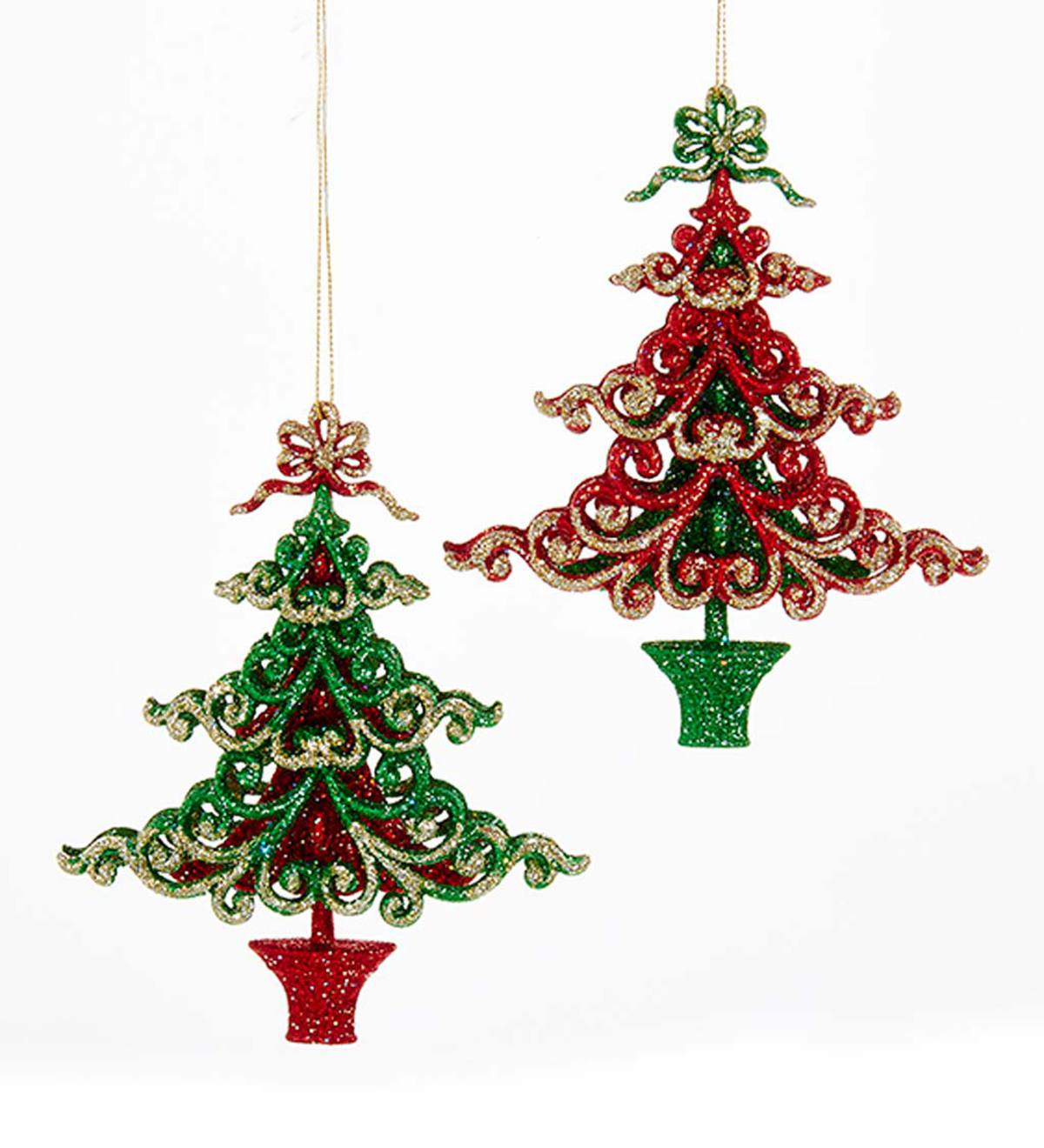 Christmas Tree-Shaped Ornaments, Set of 2