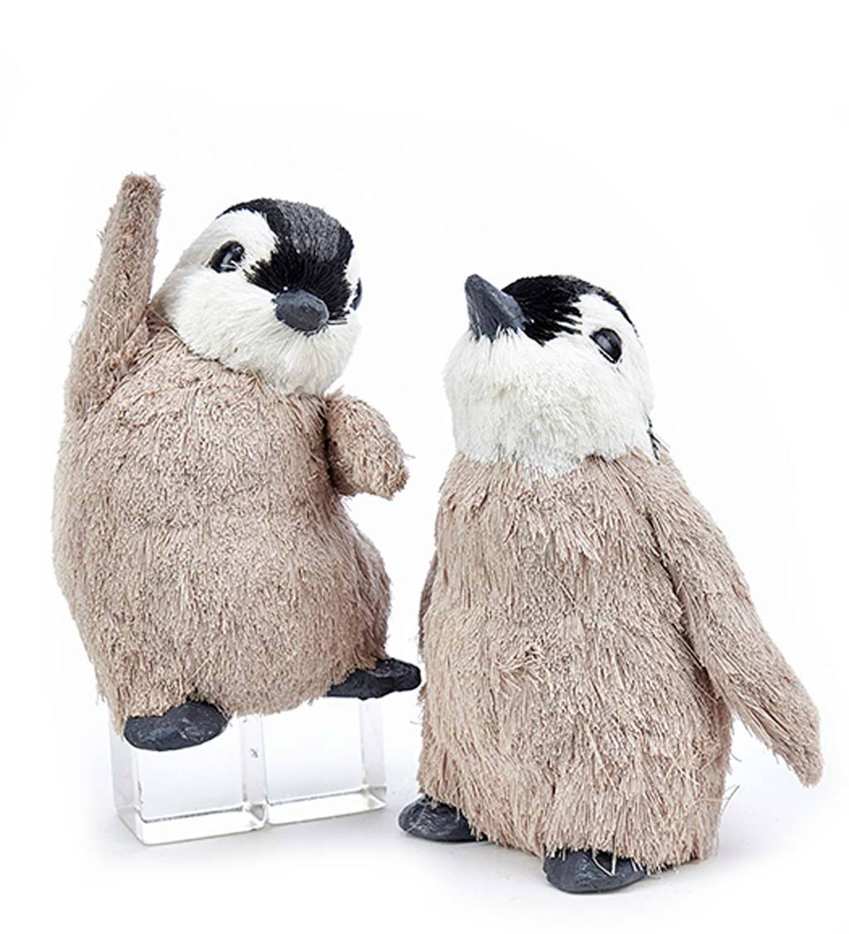 Fuzzy Penguin Ornaments, Set of 2