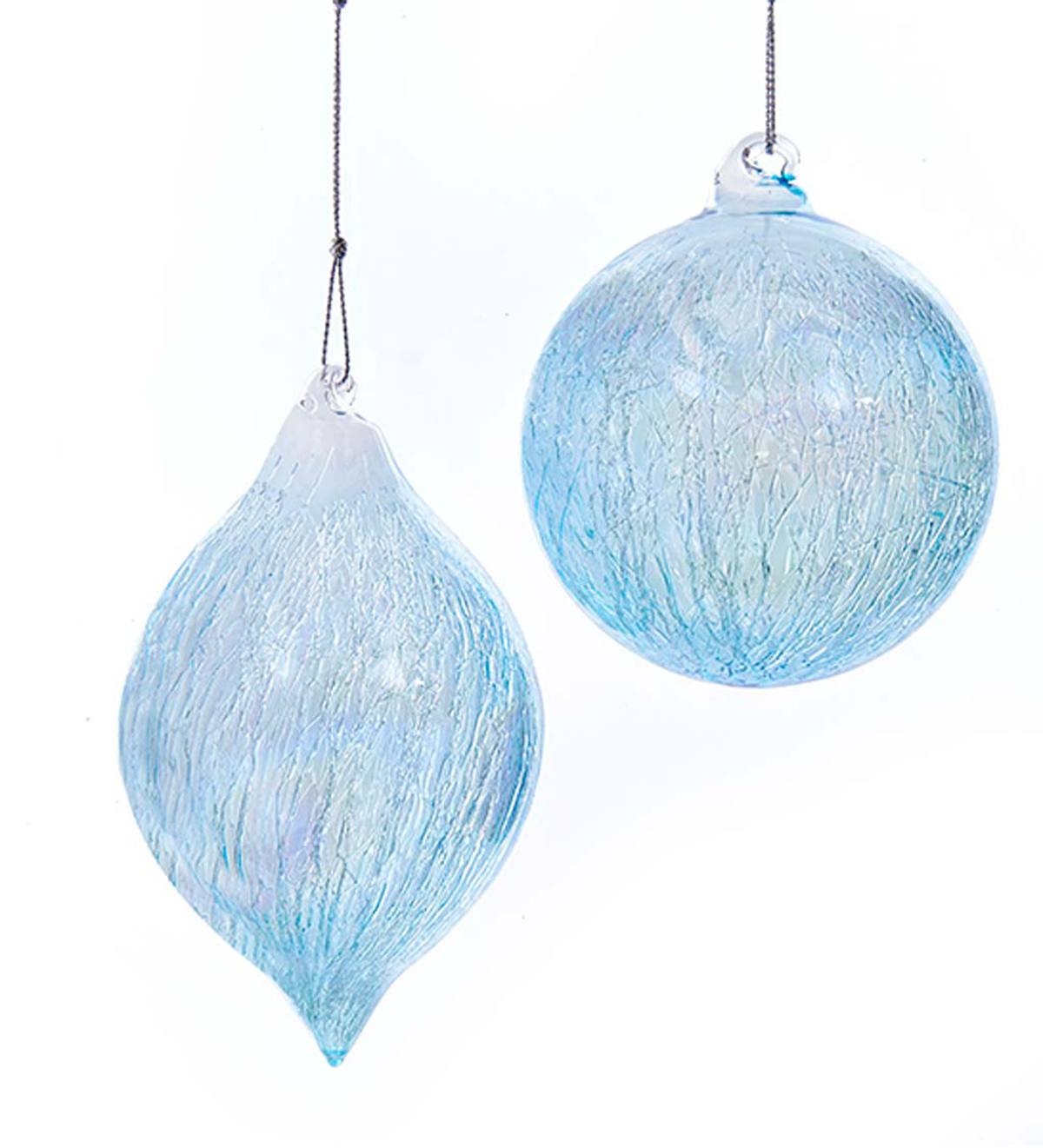 Ball and Finial Glass Ornaments, Set of 2